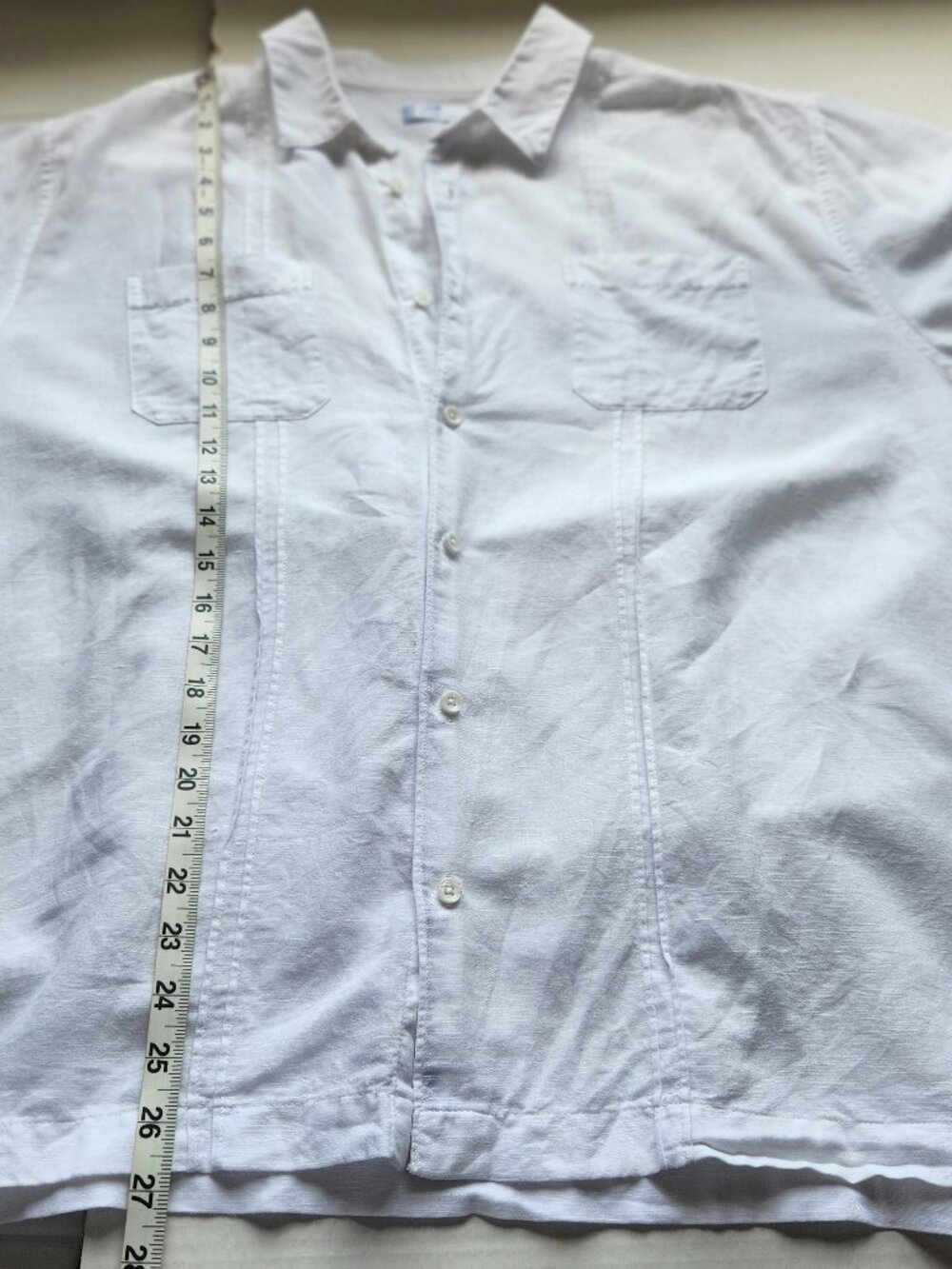 Cafe Luna Shirt Men's XL White Linen Blend Button Up Short Sleeve - Picture 12 of 16